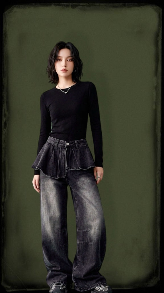 Women’s Baggy jeans With Wrap Skirt
