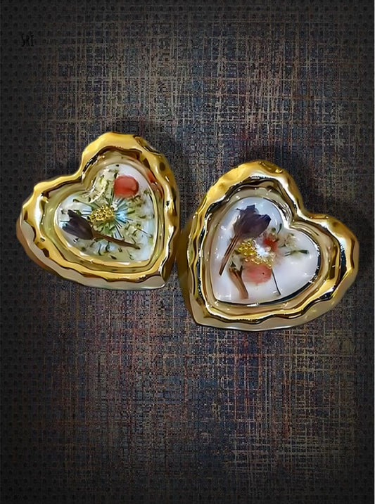 Heart Shaped Flowers Stud Earrings