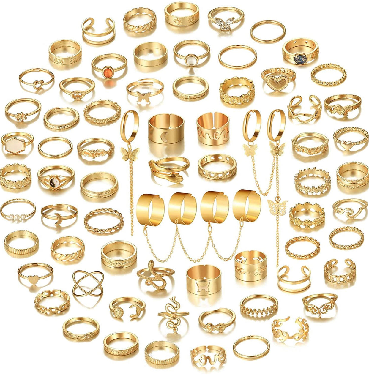 70 Pcs Gold Stacking Rings Set for Women