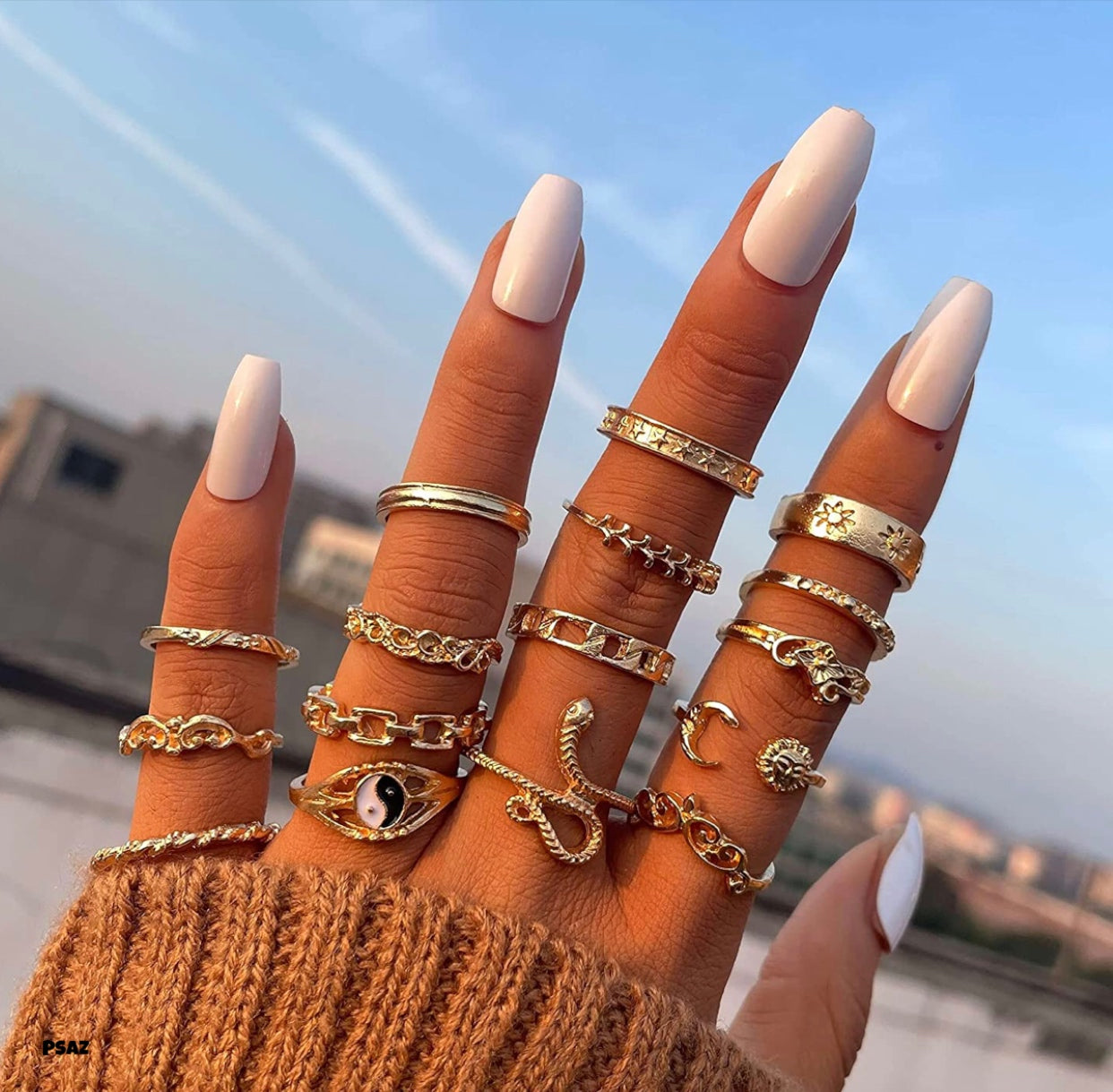 70 Pcs Gold Stacking Rings Set for Women