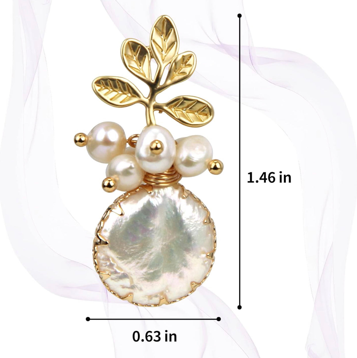 18k Gold Baroque White Big Pearl Drop Earrings