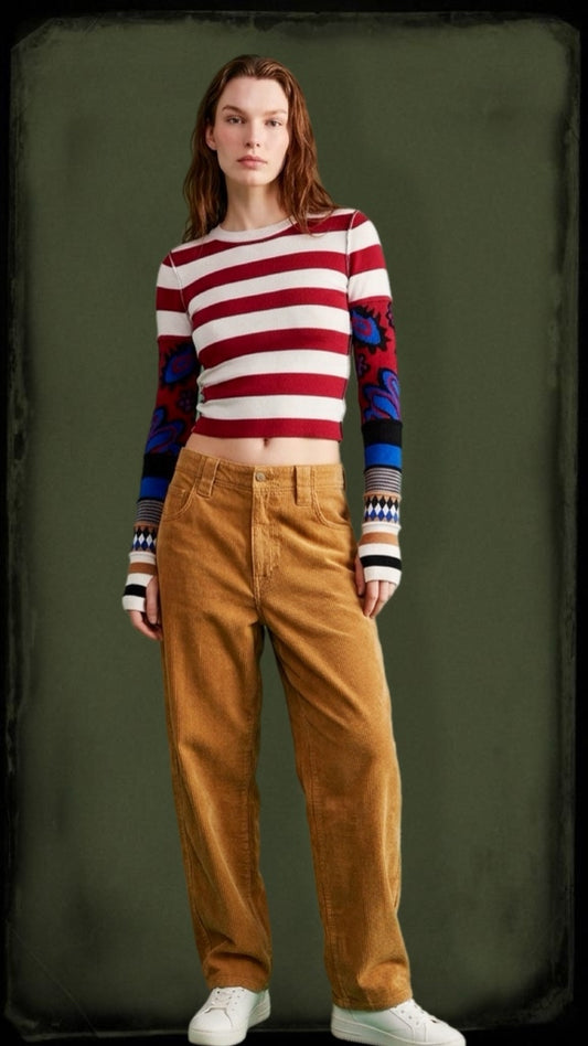 Vintage Striped Print Top