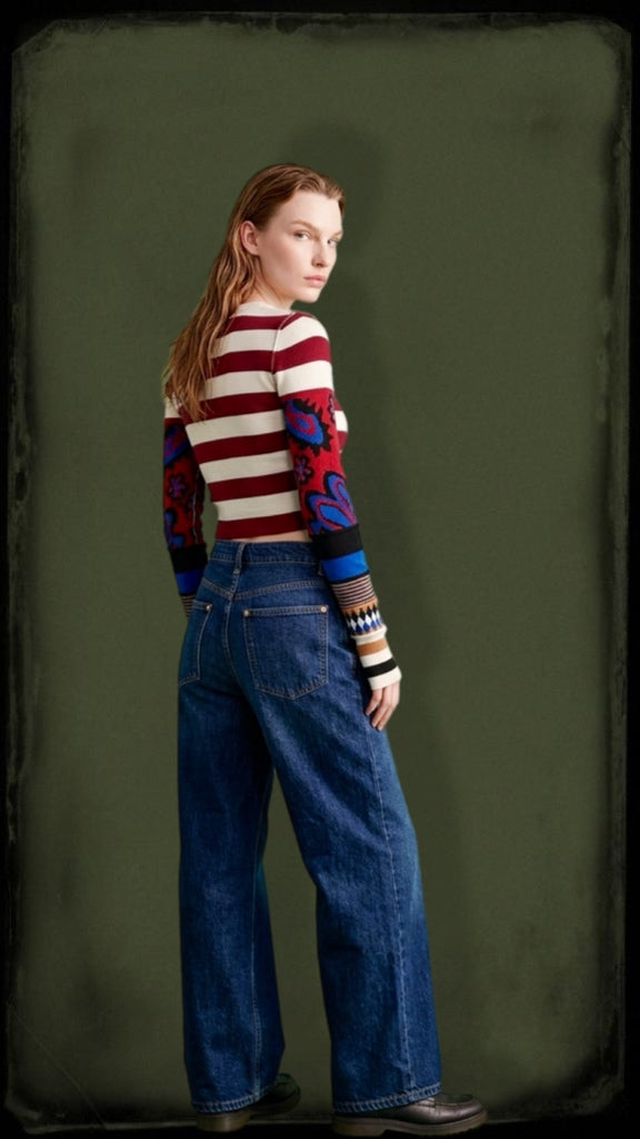 Vintage Striped Print Top