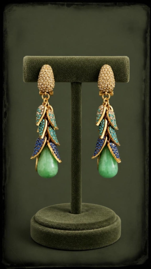 Vintage Drop Jade Earrings