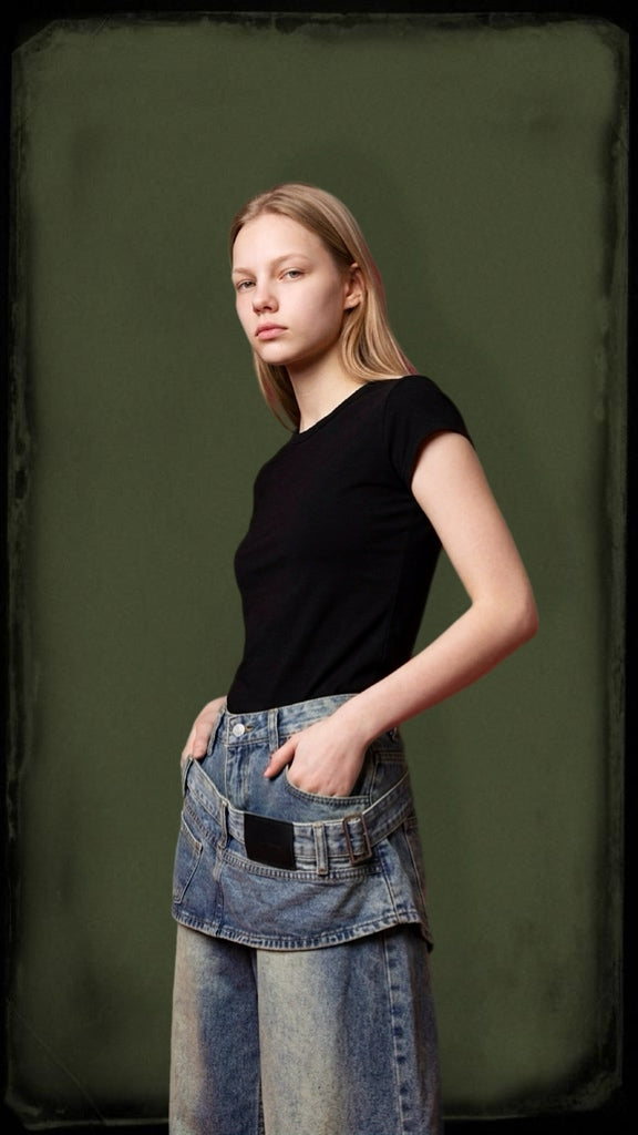 Women’s Baggy jeans With Wrap Skirt