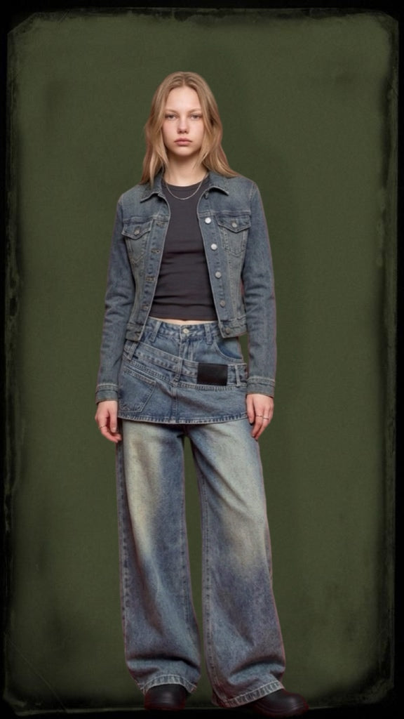 Women’s Baggy jeans With Wrap Skirt