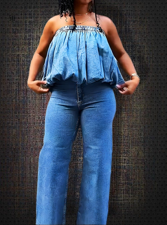 Women's Denim Bandeau Top