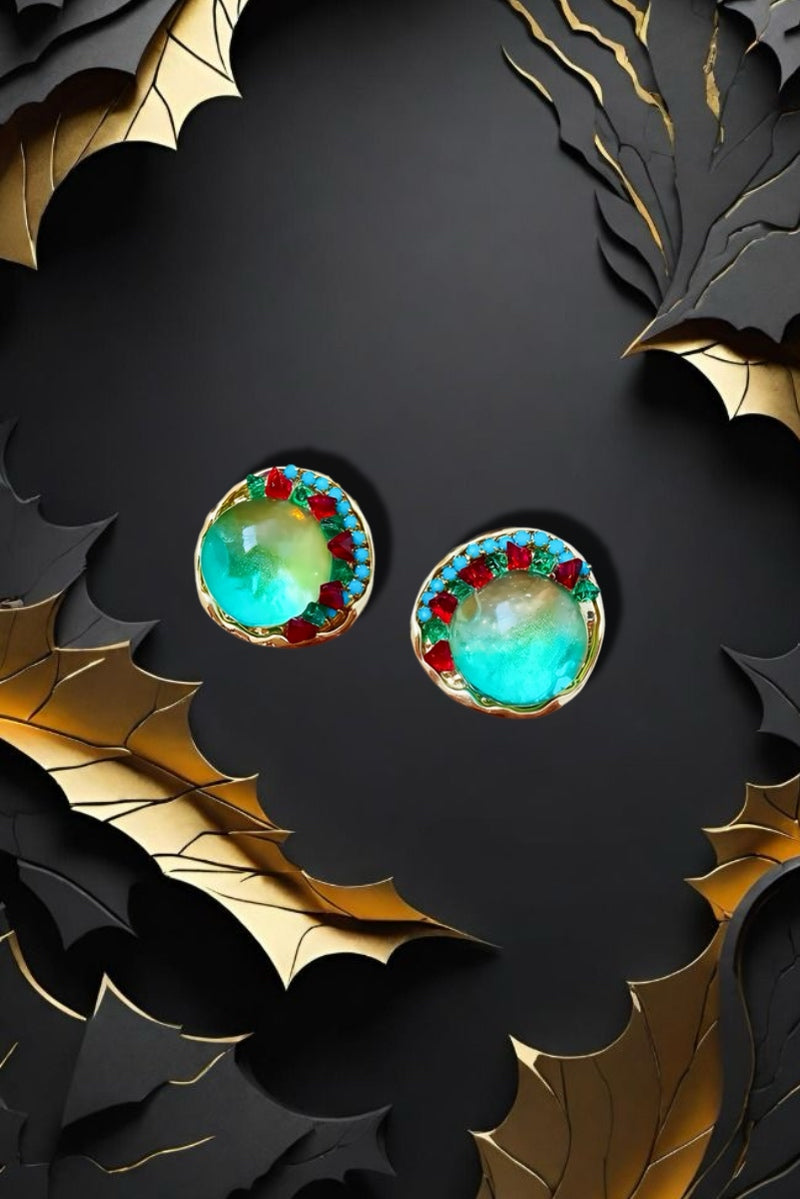 Rhinestone Round 
Stud Earrings