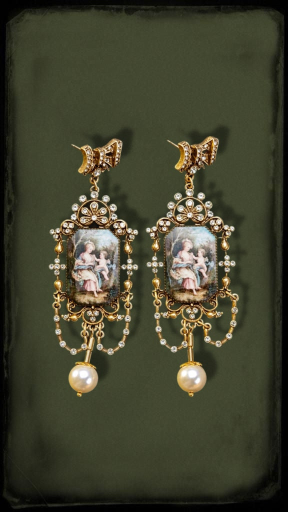 Antique Style Pearls Earrings