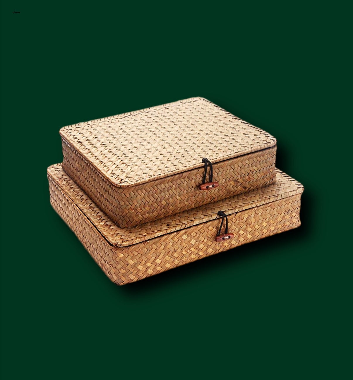 Handcrafted Storage Basket Box with Lid 2 PCS