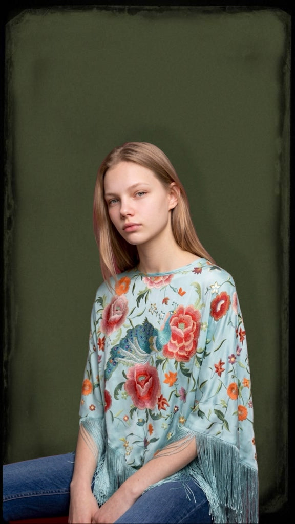 Vintage Floral Poncho