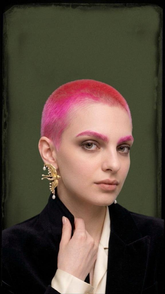 Gold Birds Pearls Earrings