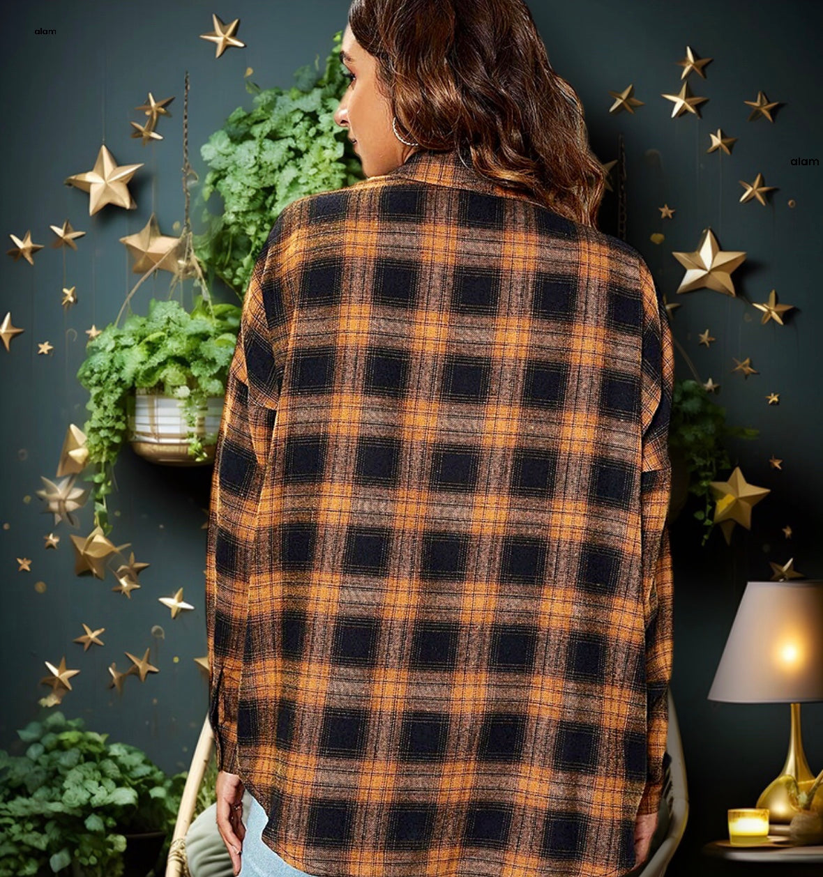 Women’s Plaid Long Sleeve Shirt Plus Sizes Available