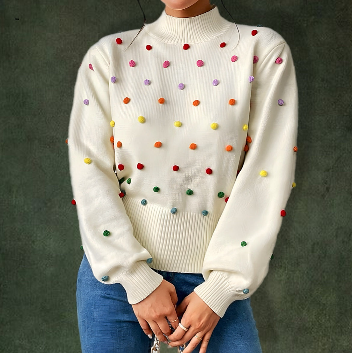 Hand Crafted Pom Sweater