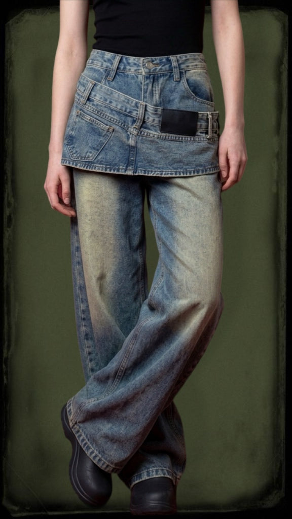 Women’s Baggy jeans With Wrap Skirt