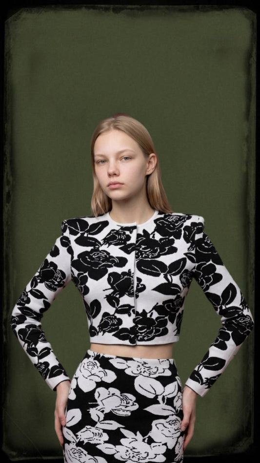 Women Long Sleeve Jacquard Two Pieces