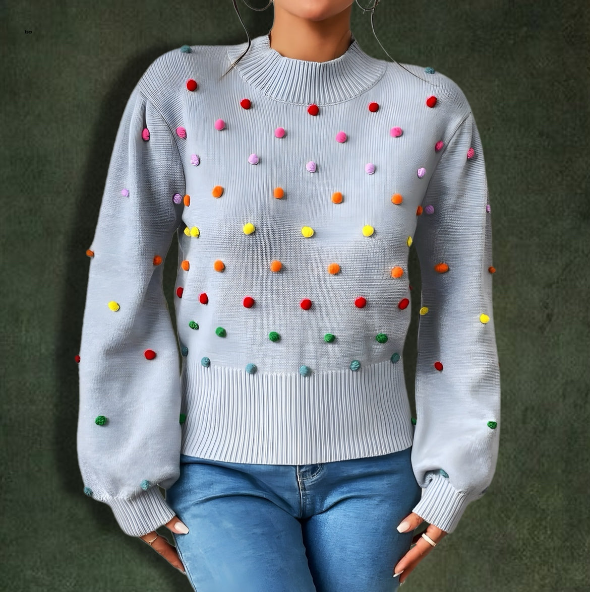 Hand Crafted Pom Sweater