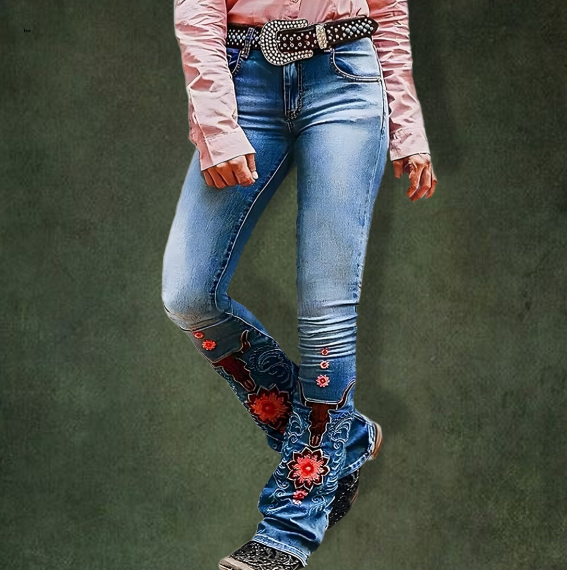 Women's Floral Embroidery Jeans