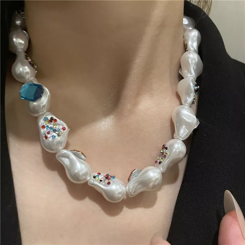 Rhinestone Pearl Necklace