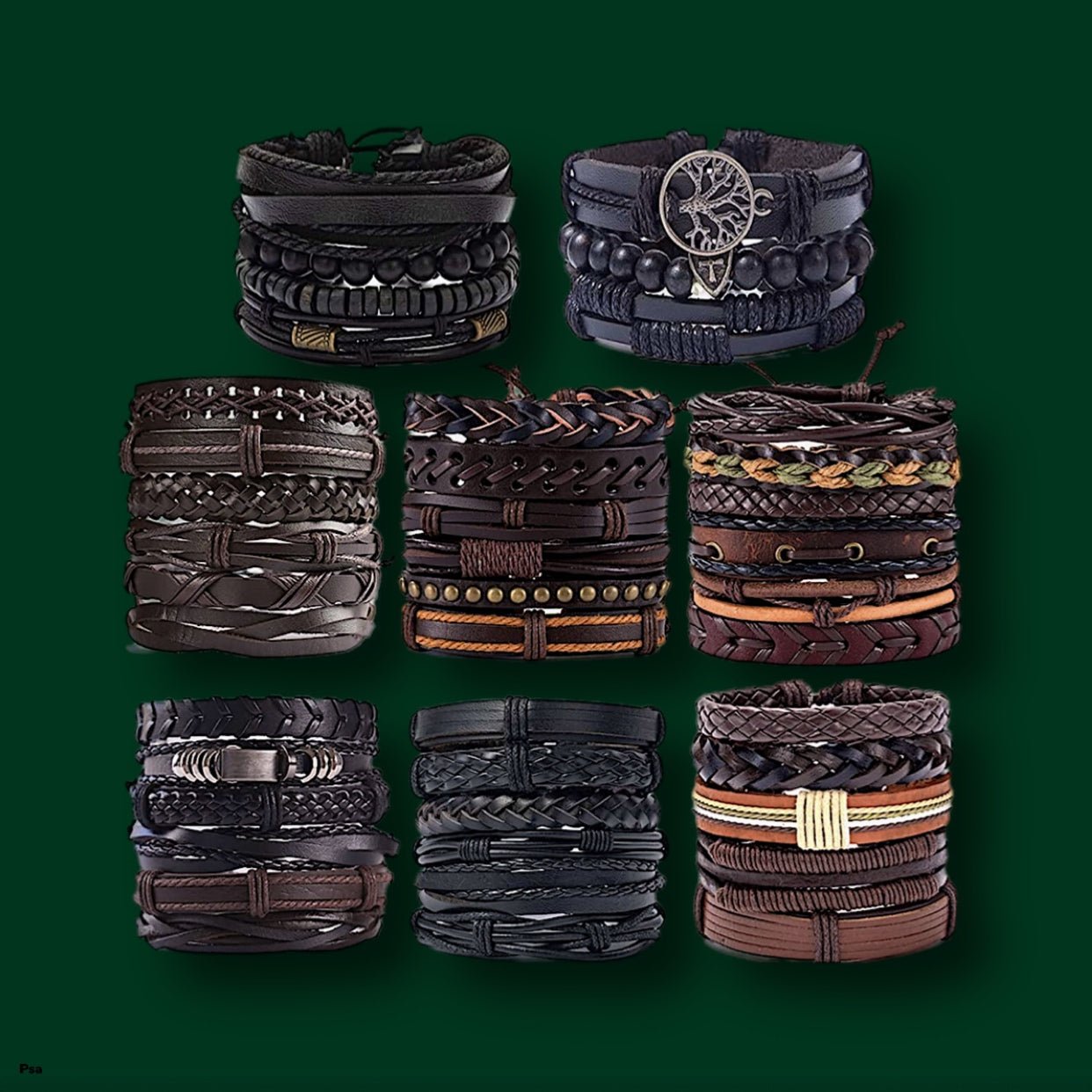 44 Pcs Braided Leather Bracelets for Men & Women - Sonya's Warehouse