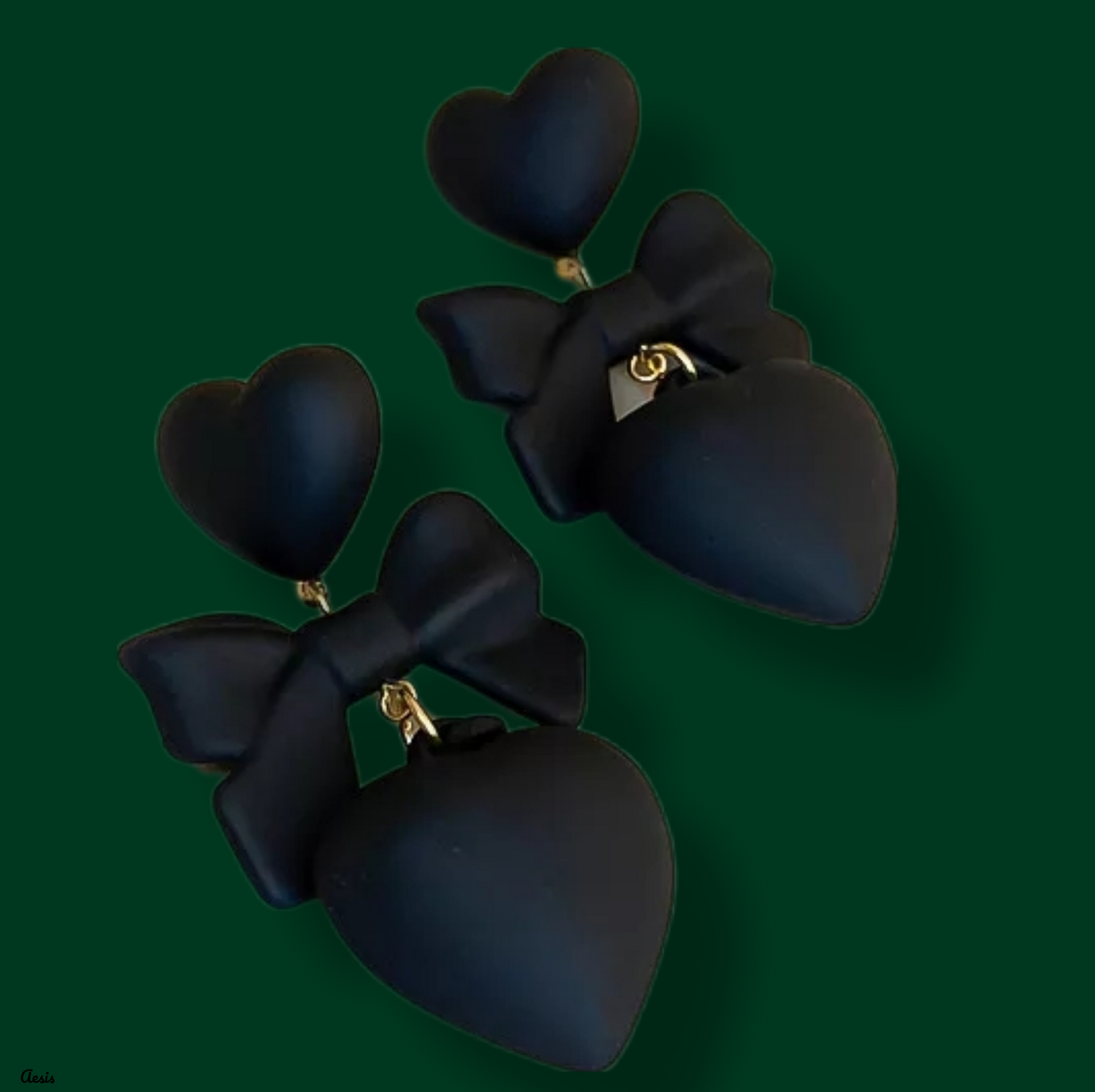 Heart Shaped Earrings With Bow