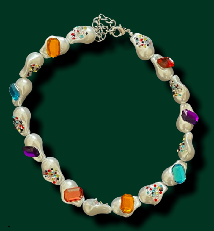 Rhinestone Pearl Necklace