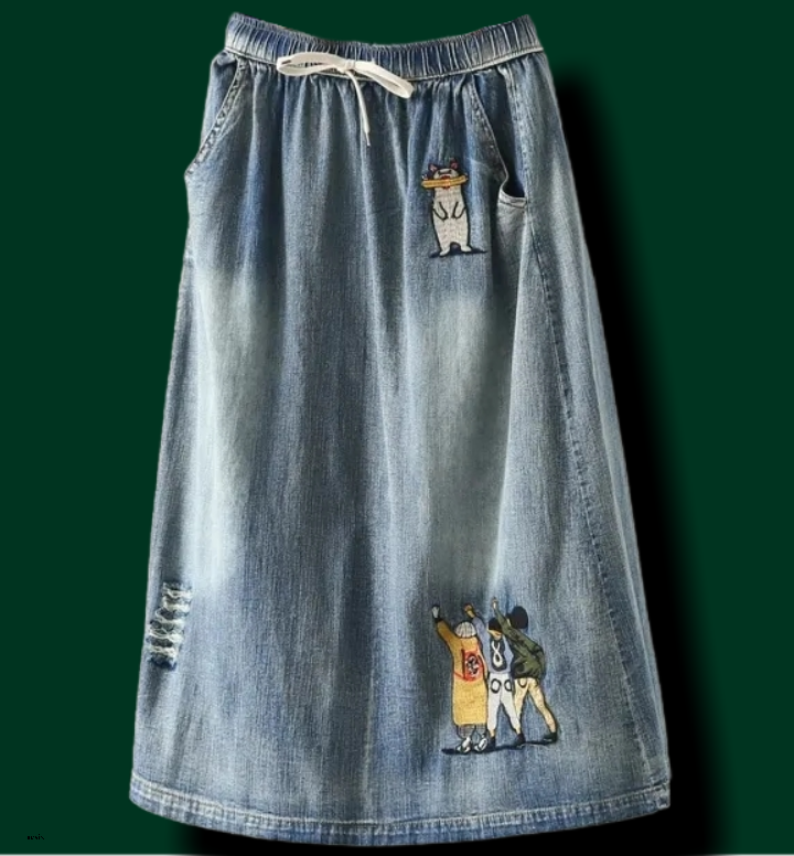 Embroidery Denim Skirt