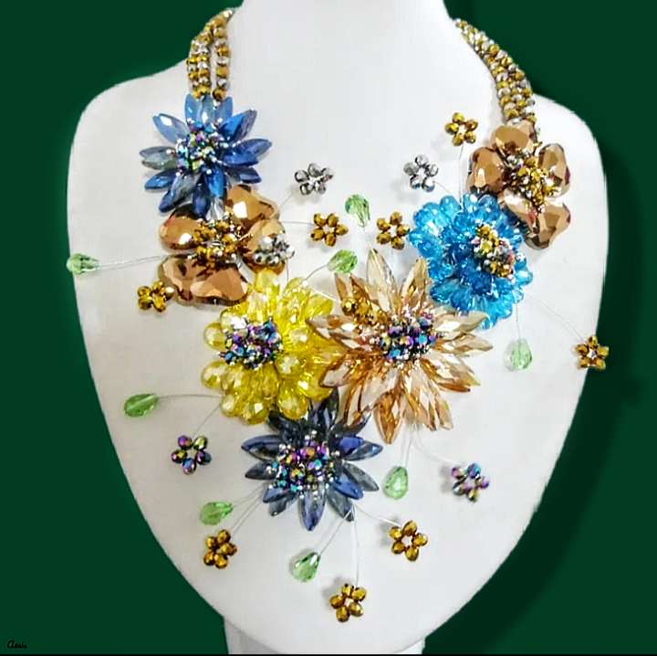 Handcrafted Crystal Flower Necklace