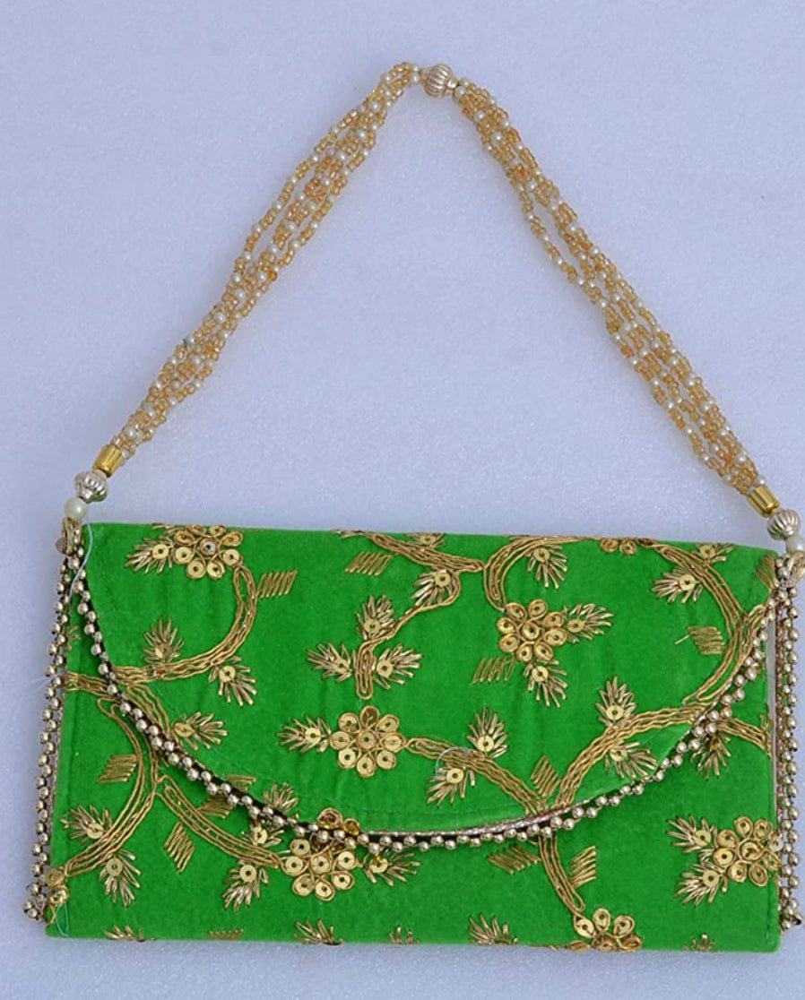 Embroidery Pearl Handle Clutch Purse Comes In 2 Colors