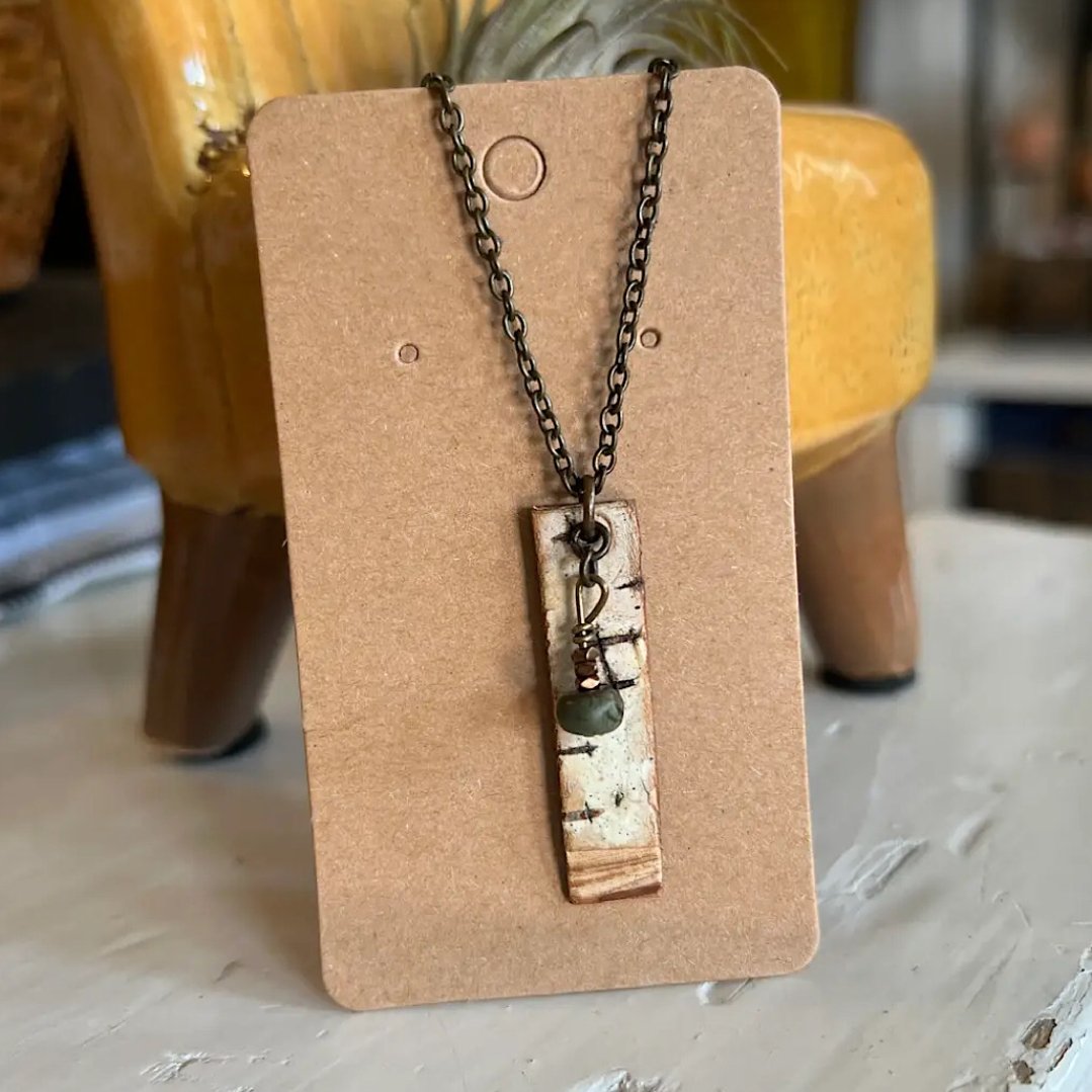 Handmade Birch Bark Beaded Pendant Necklace - Sonya's Warehouse
