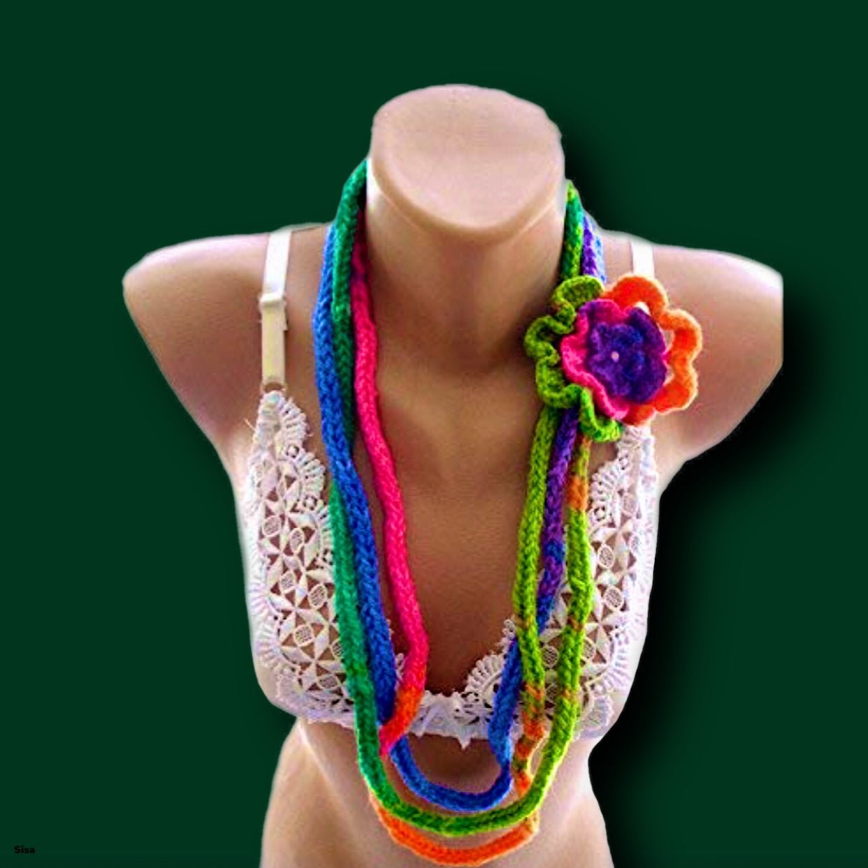 Handmade Crochet Necklace Scarfs 3 Different Designs - Sonya's Warehouse