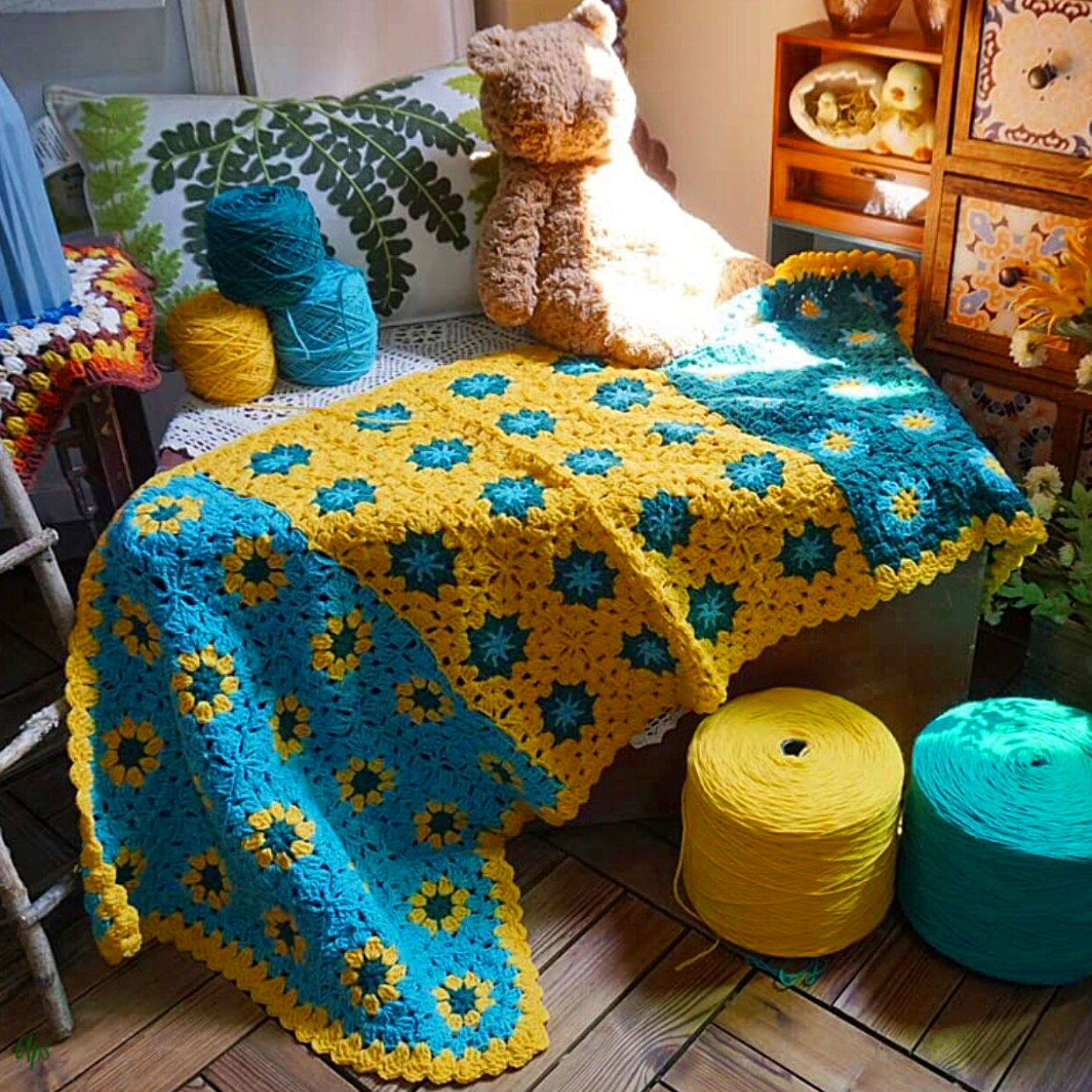 Handmade Crochet Blanket,Woven Throw Blanket