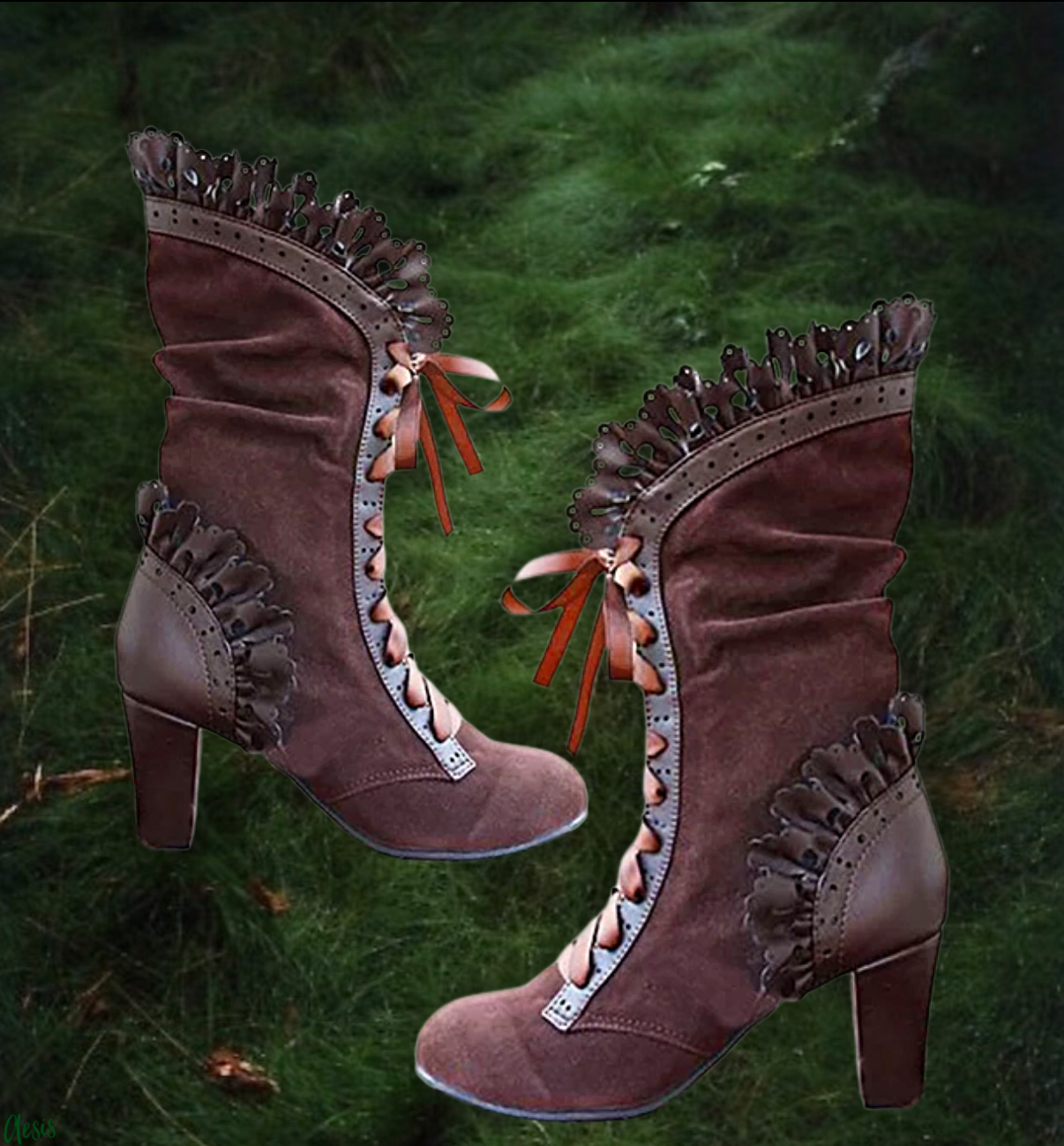 Women Lace Leather Boots