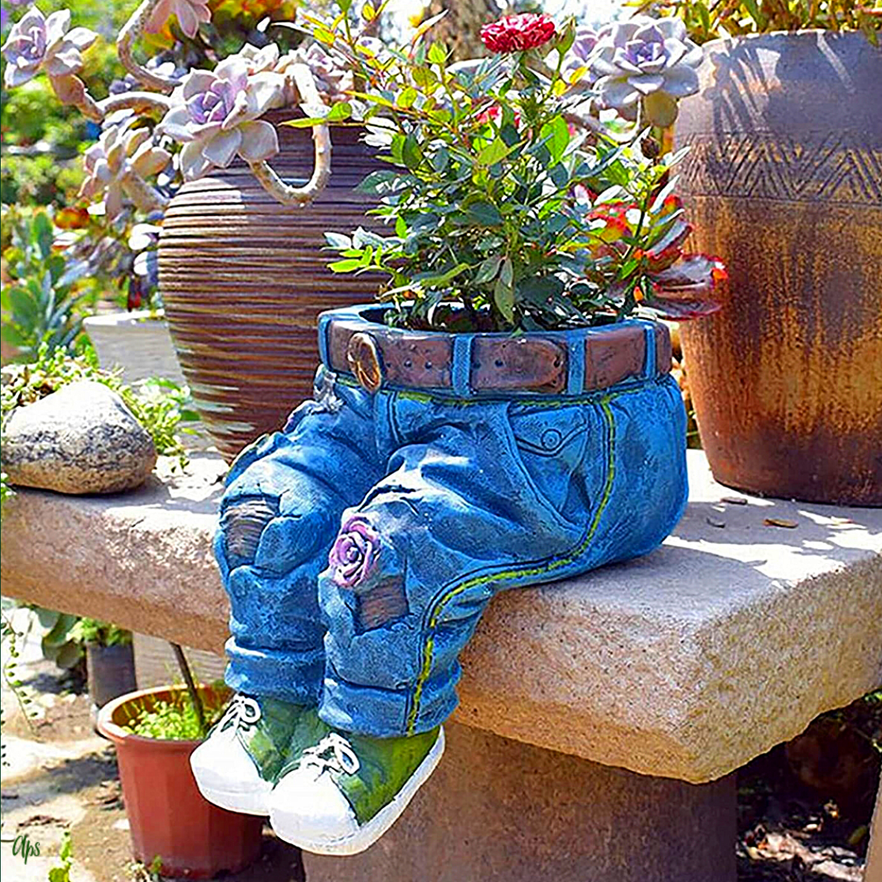 2Pcs Denim Pants Flower Pot