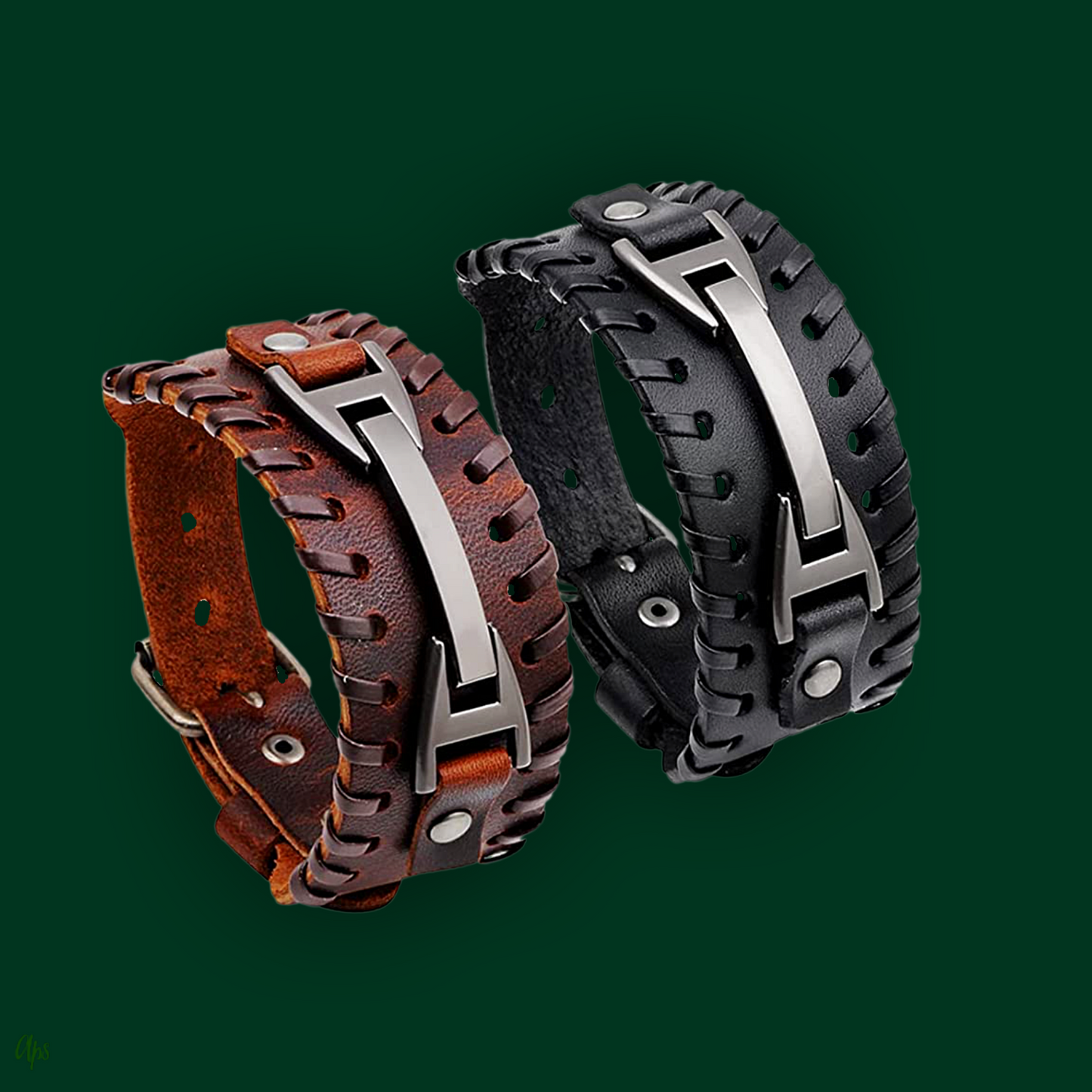 Unisex 2 Pcs Leather Bracelets