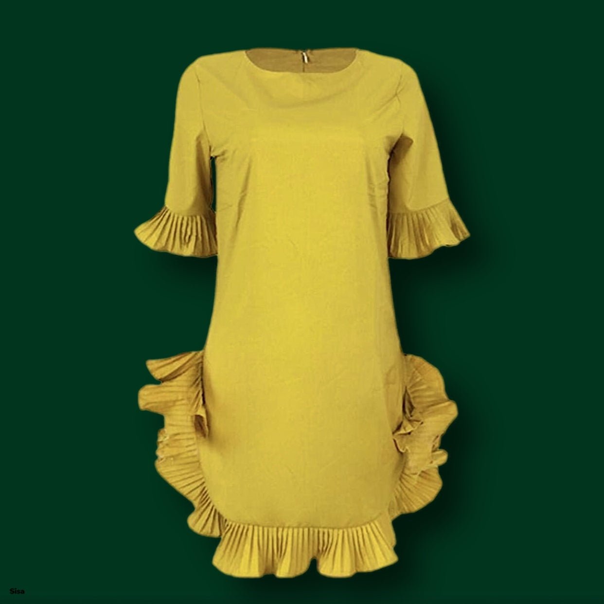 Short Sleeve Round Neck Ruffles Hem Loose Dress - Sonya's Warehouse