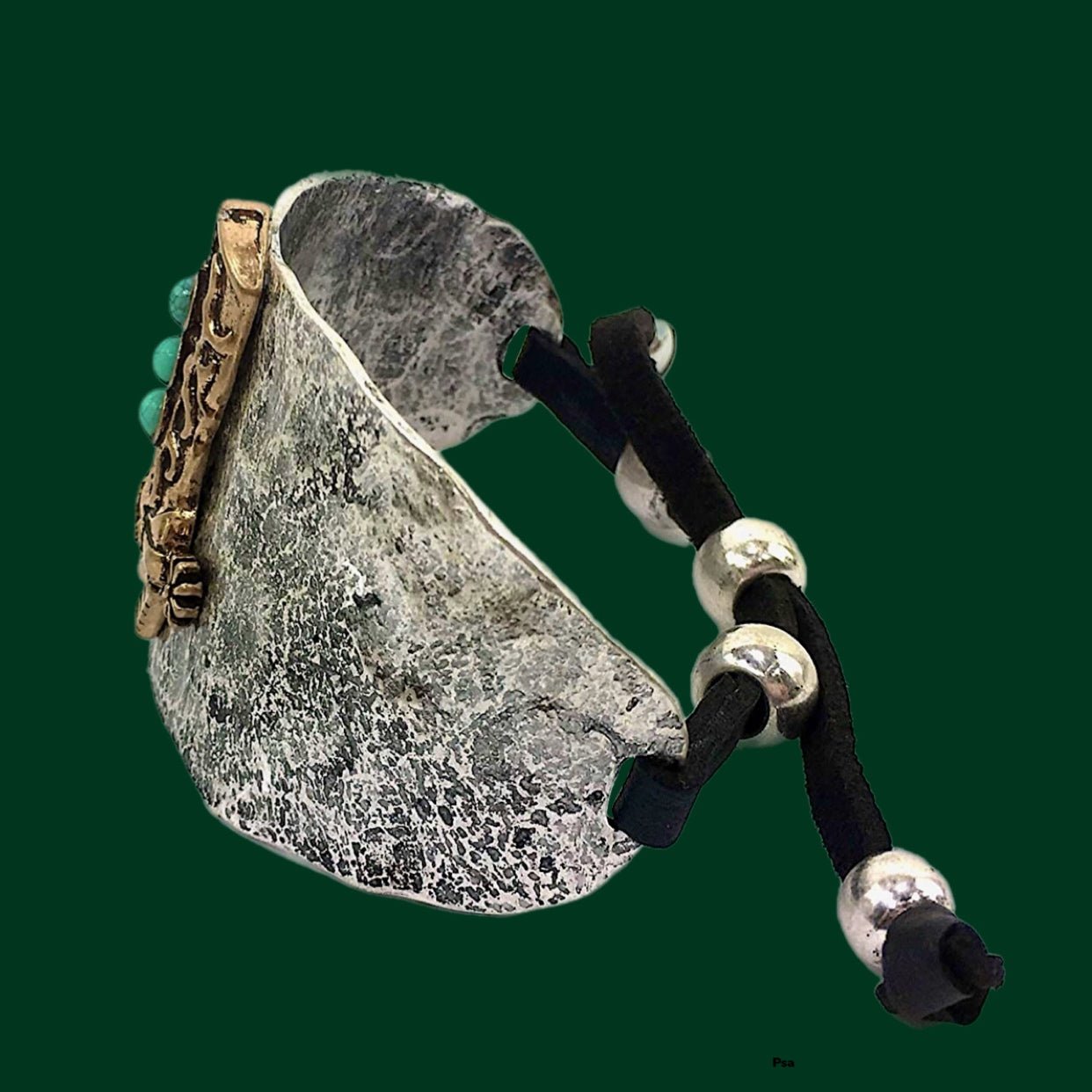 Turquoise Stone Leather Cuff Bracelet - Sonya's Warehouse