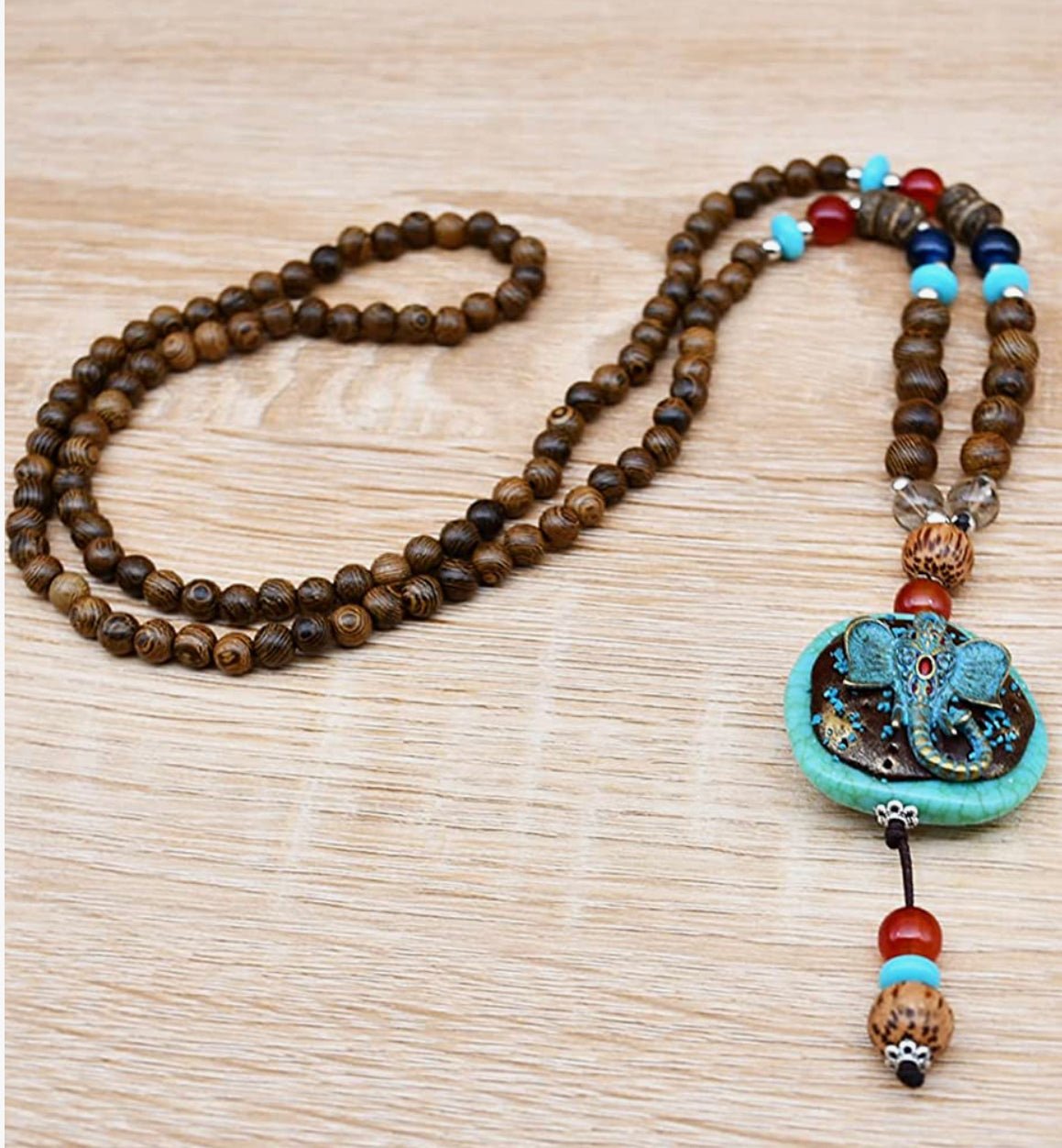 Turquoise Wood Beads Necklace - Sonya's Warehouse